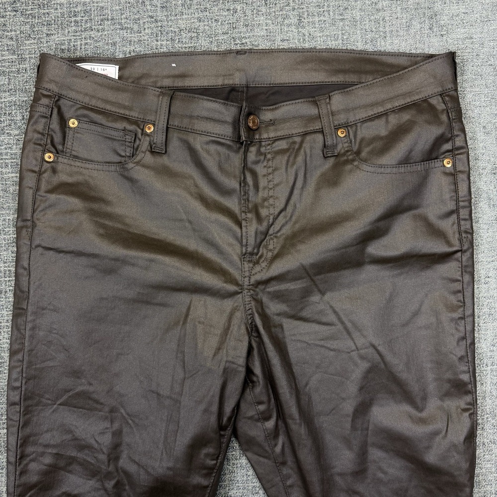 Gap True Skinny High Rise Pants Womens Faux Leather Size 33* (38x27) Brown